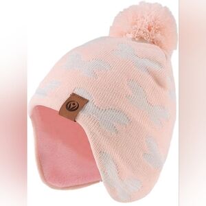 Kids Pink Knit Pom-Pom Hat